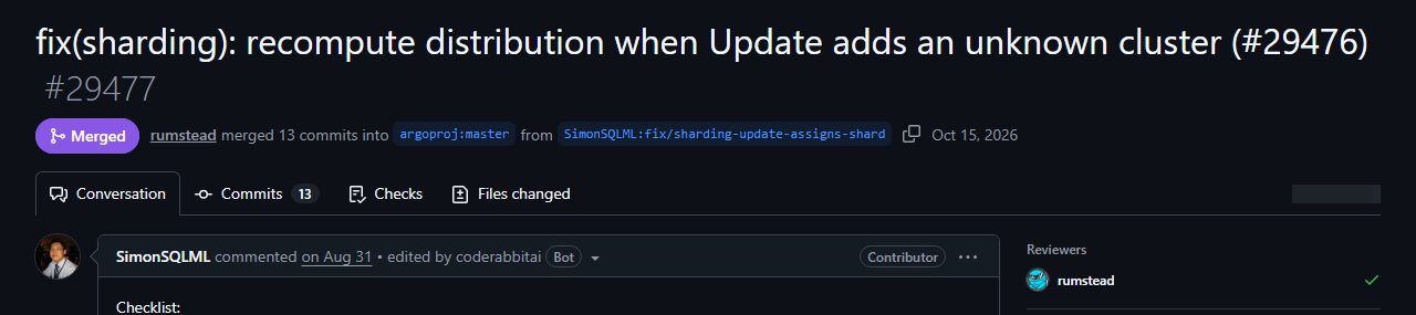 PR #29477, merged by a maintainer into argoproj:master on October 15, 2026